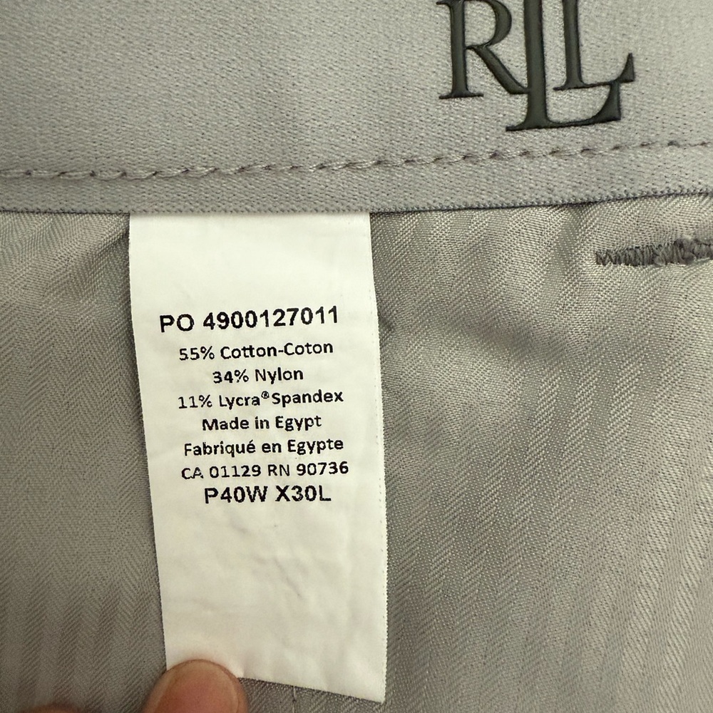 LAUREN Ralph Lauren Gray Trousers - Ultraflex Stretch Flat Front Pants - Picture 6 of 7
